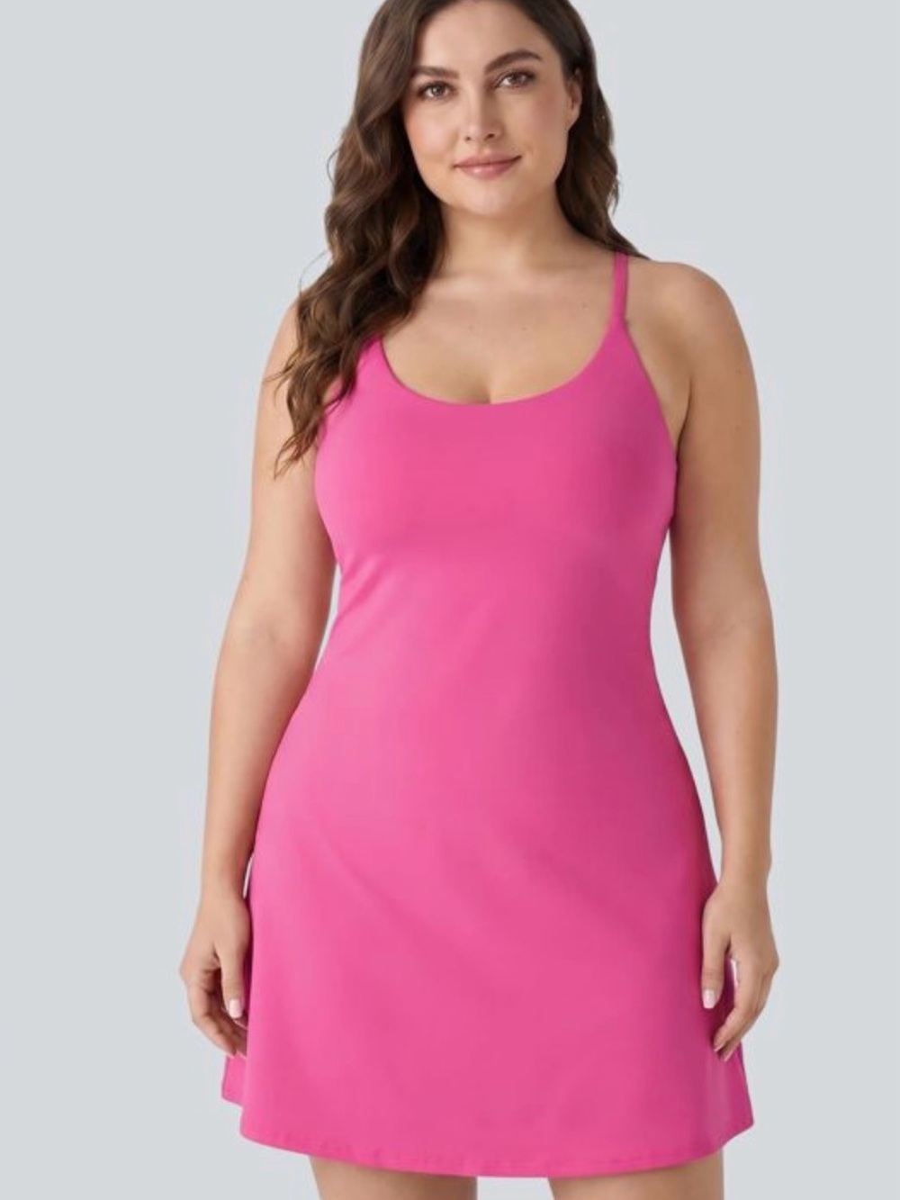 NWT Halara SoftlyZero Plush Easy Peezy Backless Fuchsia Purple Active Dress, 2XL